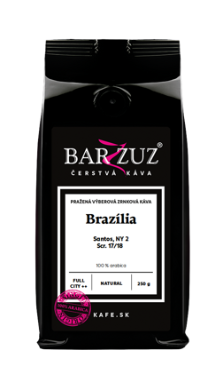 Brazília, pražená zrnková káva - Santos, NY 2, Scr. 17/18, natural, 250 g