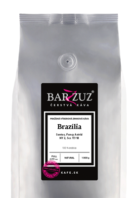 Brazília, pražená káva - Santos, NY 2, Scr. 17/18, natural, 1 kg