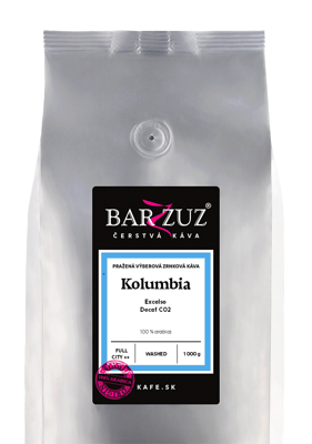 Kolumbia, pražená bezkofeínová káva - Decaf CO2, Excelso, praná, 1 kg