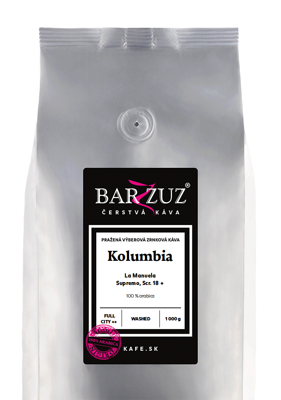 Kolumbia, pražená káva - La Manuela, Supremo, Scr. 18 +, praná, 1 kg 