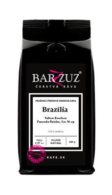 Brazília, pražená káva - Yellow Bourbon, Fazenda Rainha, Scr. 16 up, pulped natural, 250 g