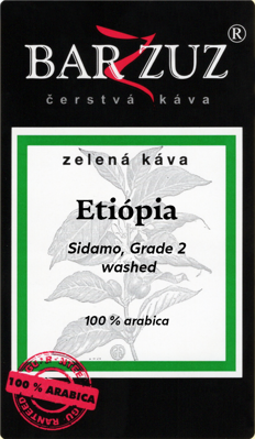 Etiópia, zelená káva - Sidamo, Gr. 2, praná, 500 g