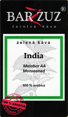 India, zelená káva - Malabar A, monsooned, 1 kg