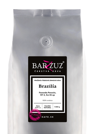 Brazília, pražená zrnková káva -  Fazenda Passeio, NY 2, Scr. 16 up, pulped natural, 1 kg