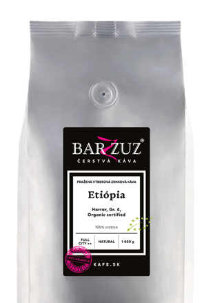 Etiópia, pražená zrnková káva - Harrar, Grade 4, BIO, natural, 1 kg