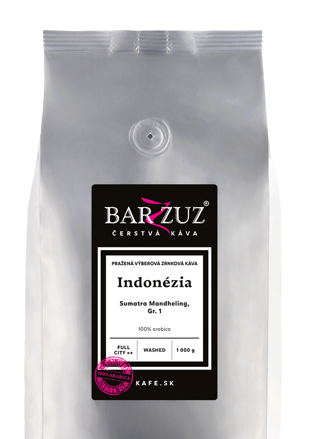Indonézia, pražená zrnková káva - Sumatra Mandheling, Gr. 1, praná, 1 kg
