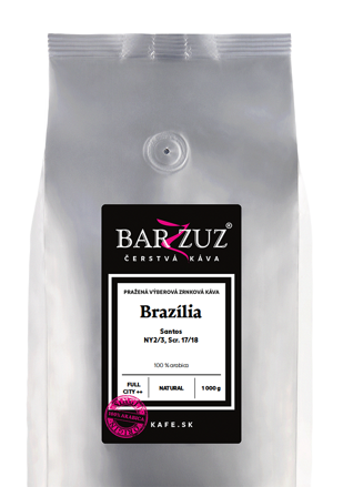 Brazília, pražená zrnková káva - Santos, NY 2/3, Scr. 17/18, natural, 1 kg