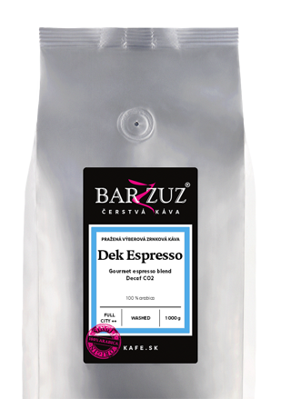 Espresso blend, pražená zrnková bezkofeínová káva, 100 % arabika, 1 kg