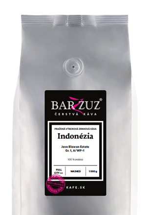 Indonézia, pražená zrnková káva - Java Blawan Estate, Gr. 1, A/WP-1, praná, 1 kg 