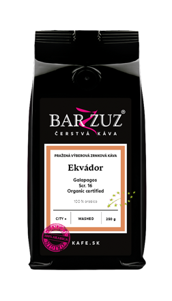 Ekvádor, pražená zrnková káva - Galapagos, Scr. 16, praná, city +, 250 g