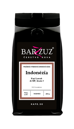 Indonézia, pražená zrnková káva - Kopi Luwak (cibetková káva), A/WP 1, full city, 125 g