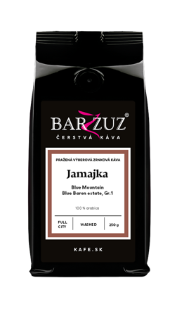 Jamajka, pražená zrnková káva -  Blue Mountain,  Blue Baron Estate, Grade 1, praná, full city, 125 g