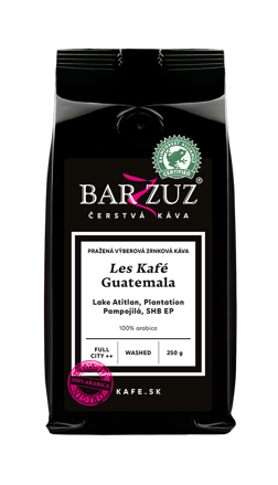 Guatemala, pražená zrnková káva - Les Kafé, Lake Atitlan, Plantation Pampojilá, SHB EP, RFA, praná, 250 g