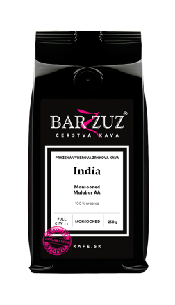 India, pražená zrnková káva - Malabar AA, monsooned, 250 g