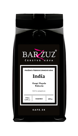 India, pražená zrnková káva - Kaapi Royale, robusta, praná, 250 g