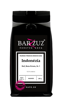 Indonézia, pražená zrnková káva - Bali, Batur Estate, Gr. 1, praná, 250 g