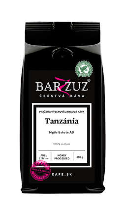 Tanzánia, pražená zrnková káva -  Ngila Estate AB, RFA, honey processed, 250 g