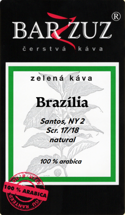 Brazília, zelená káva - Santos, NY 2/3, Scr. 17/18, natural, 500 g