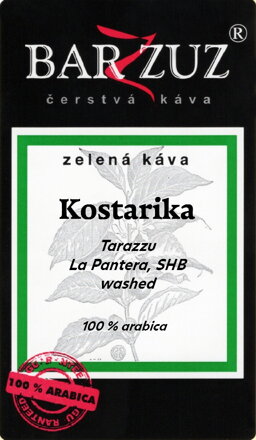 Kostarika, zelená káva - Tarrazu, La Pantera, SHB, praná, 500 g