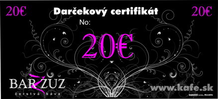 Darčekový certifikát v hodnote 20 €
