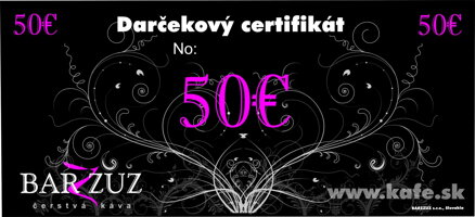 Darčekový certifikát v hodnote 50 €