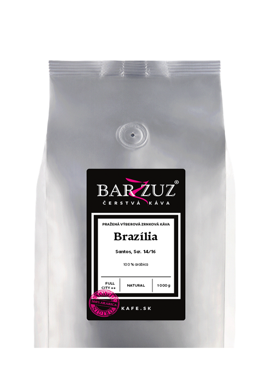 Brazília, pražená zrnková káva - Santos, Scr. 14/16, natural, 1 kg