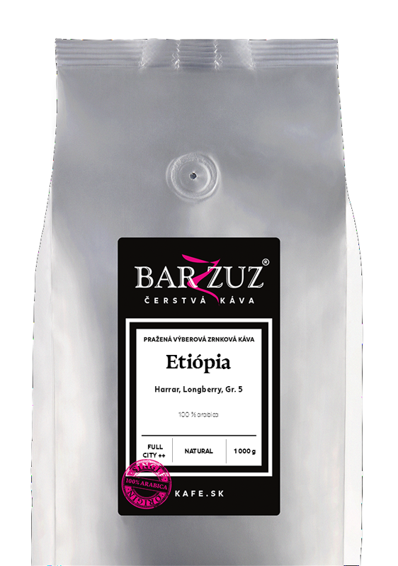 Etiópia, pražená zrnková káva - Harrar Longberry, Grade 5, natural, 1 kg Etiópia, pražená zrnková káva - Harrar Longberry, Grade 5, natural, 1 kg