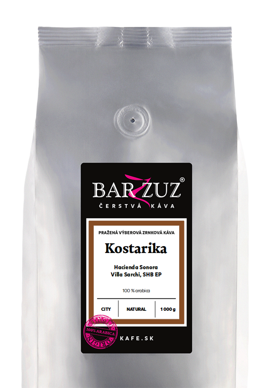 Kostarika, pražená zrnková káva - Hacienda Sonora, Villa Sarchi, SHB EP, natural, city, 1 kg Kostarika, pražená zrnková káva - Hacienda Sonora, Villa Sarchi, SHB EP, natural, city, 1 kg
