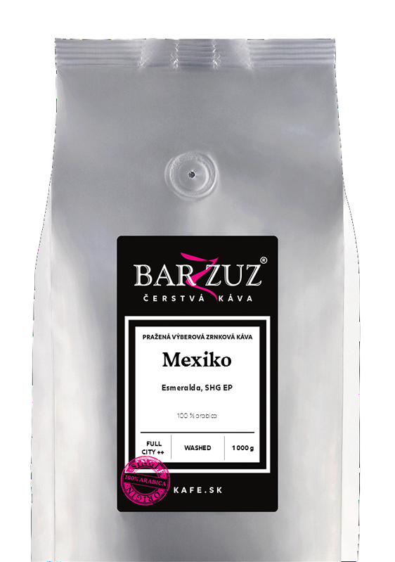 Mexiko, pražená zrnková káva - Esmeralda, SHG EP, praná, 1 kg