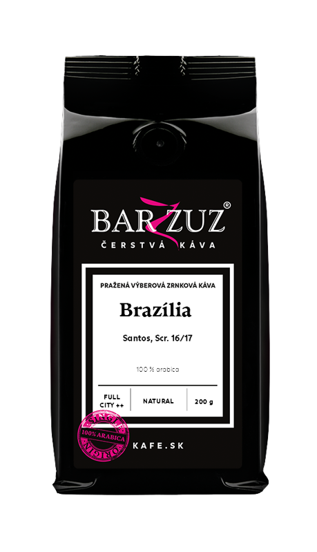 Brazília, pražená zrnková káva - Santos, Scr. 16/17, natural, 200 g