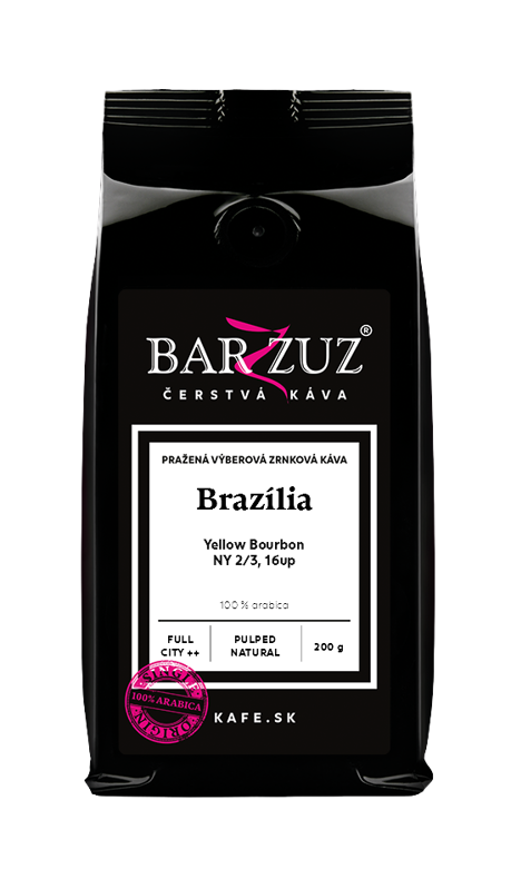 Brazília, pražená zrnková káva - Yellow Bourbon, NY2, pulped natural, 200 g