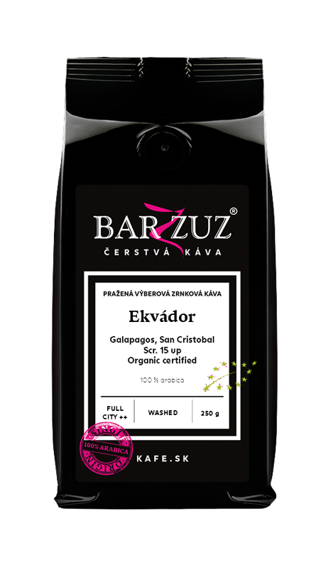Ekvádor, pražená zrnková káva - Galapagos, San Cristobal, Scr. 15 up, BIO, praná, 250 g Ekvádor, pražená zrnková káva - Galapagos, San Cristobal, Scr. 15 up, BIO, praná, 250 g