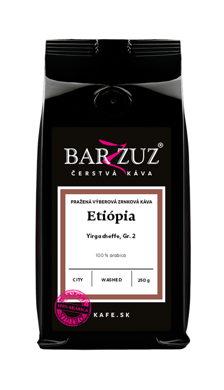 Etiópia, pražená zrnková káva - Yirgacheffe, Grade 2, praná, city, 250 g Etiópia, pražená zrnková káva - Yirgacheffe, Grade 2, praná, city, 250 g