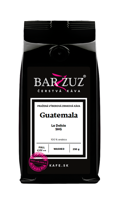 Guatemala, pražená zrnková káva - La Delicia, SHG, praná, 250 g
