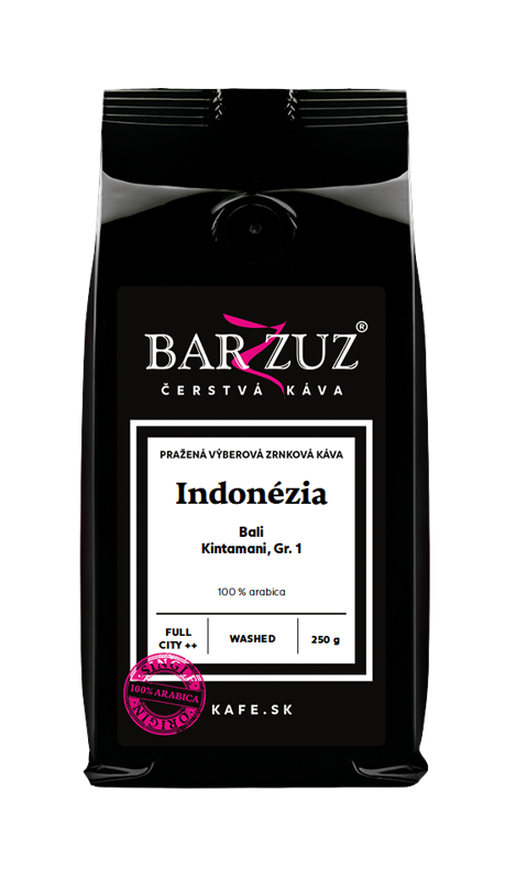 Indonézia, pražená zrnková káva - Bali, Kintamani, Gr. 1, praná, 250 g Indonézia, pražená zrnková káva - Bali, Kintamani, Gr. 1, praná, 250 g