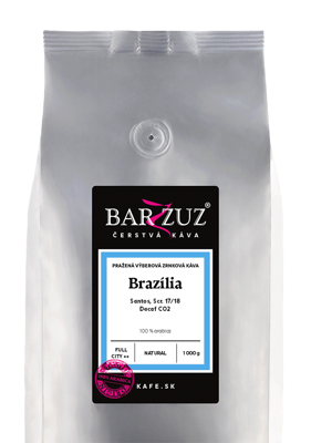 Brazília, pražená bezkofeínová káva - Santos, Decaf CO2, Scr. 17/18, natural, 1 kg