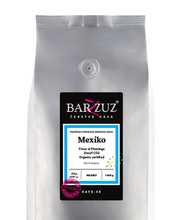 Mexiko, pražená zrnková bezkofeínová káva - Decaf CO2, Finca el Flamingo, BIO, praná, 1 kg