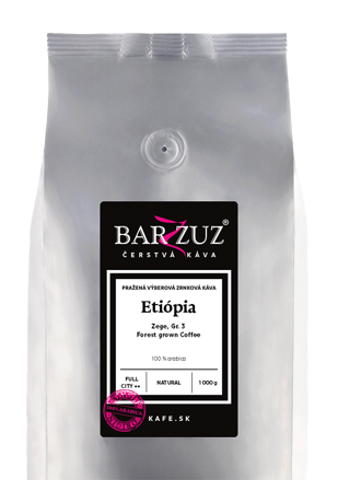 Etiópia, pražená zrnková káva - Zege, Gr. 3, Forest grown Coffee, natural , 1 kg