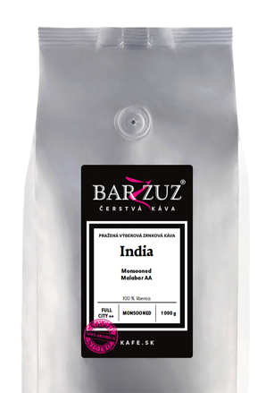 India, pražená zrnková káva - Malabar AA, monsooned, 1 kg