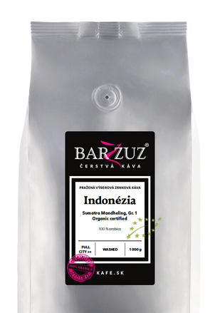 Indonézia, pražená zrnková káva - Sumatra Mandheling, Gr. 1, BIO, praná, 1 kg