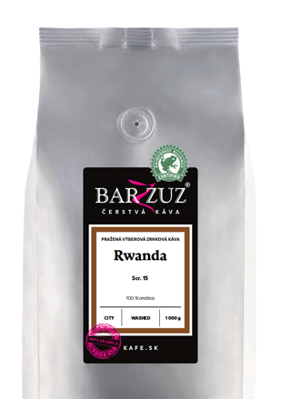 Rwanda, pražená zrnková káva - Scr. 15, RFA, praná, city, 1 kg