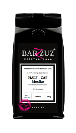 Mexiko, pražená zrnková káva - Half - Caf Blend, praná, 200 g