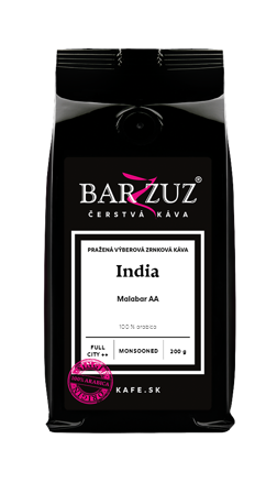 India, pražená zrnková káva - Malabar AA, monsooned, 200 g