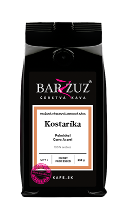Kostarika, pražená zrnková káva - Palmichal, Cerro Aserrí, honey processed, city +, 250 g 