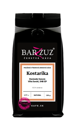 Kostarika, pražená zrnková káva - Hacienda Sonora, Villa Sarchi, SHB EP, natural, city +, 250 g