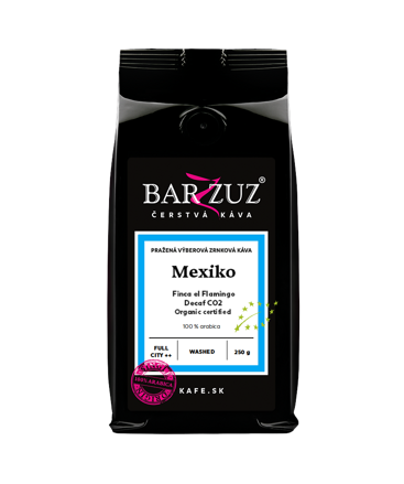 Mexiko, pražená zrnková bezkofeínová káva - Decaf CO2, Finca el Flamingo, BIO, praná, 250 g