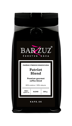 Patriot blend, pražená zrnková káva, 80 % arabika - 20 %  robusta, 250 g