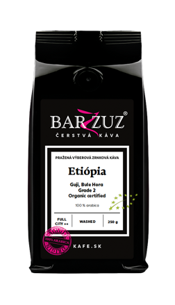 Etiópia, pražená zrnková káva - Guji, Bule Hora, Grade 2, BIO, praná, 250 g