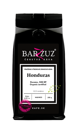 Honduras, pražená zrnková káva - Becamo, SHG EP, BIO, praná, 250 g Honduras, pražená zrnková káva - Becamo, SHG EP, BIO, praná, 250 g