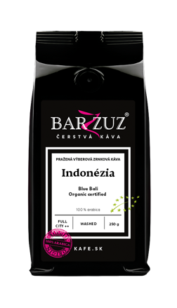 Indonézia, pražená zrnková káva - Blue Bali, BIO, praná, 250 g